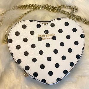 Kate Spade ♠️ Love Shack Mini Heart polka dot printed chain crossbody bag